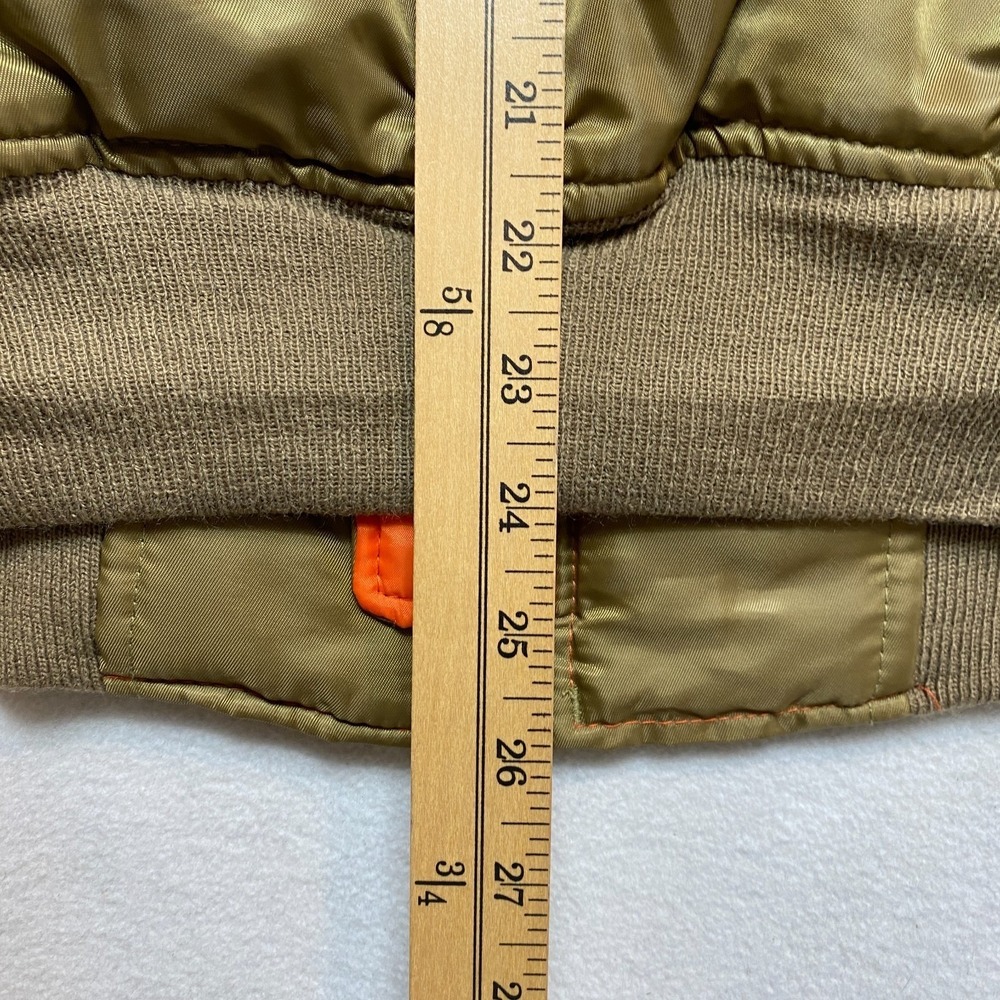 MA-1 Air Force Military Flight Jacket Mens Small Green Full Zip Orange Lining - Picture 12 of 13